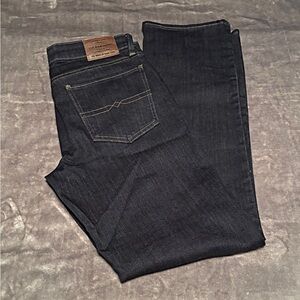 Lucky Brand Slim Jeans with Leather Patch and Visible Stitching